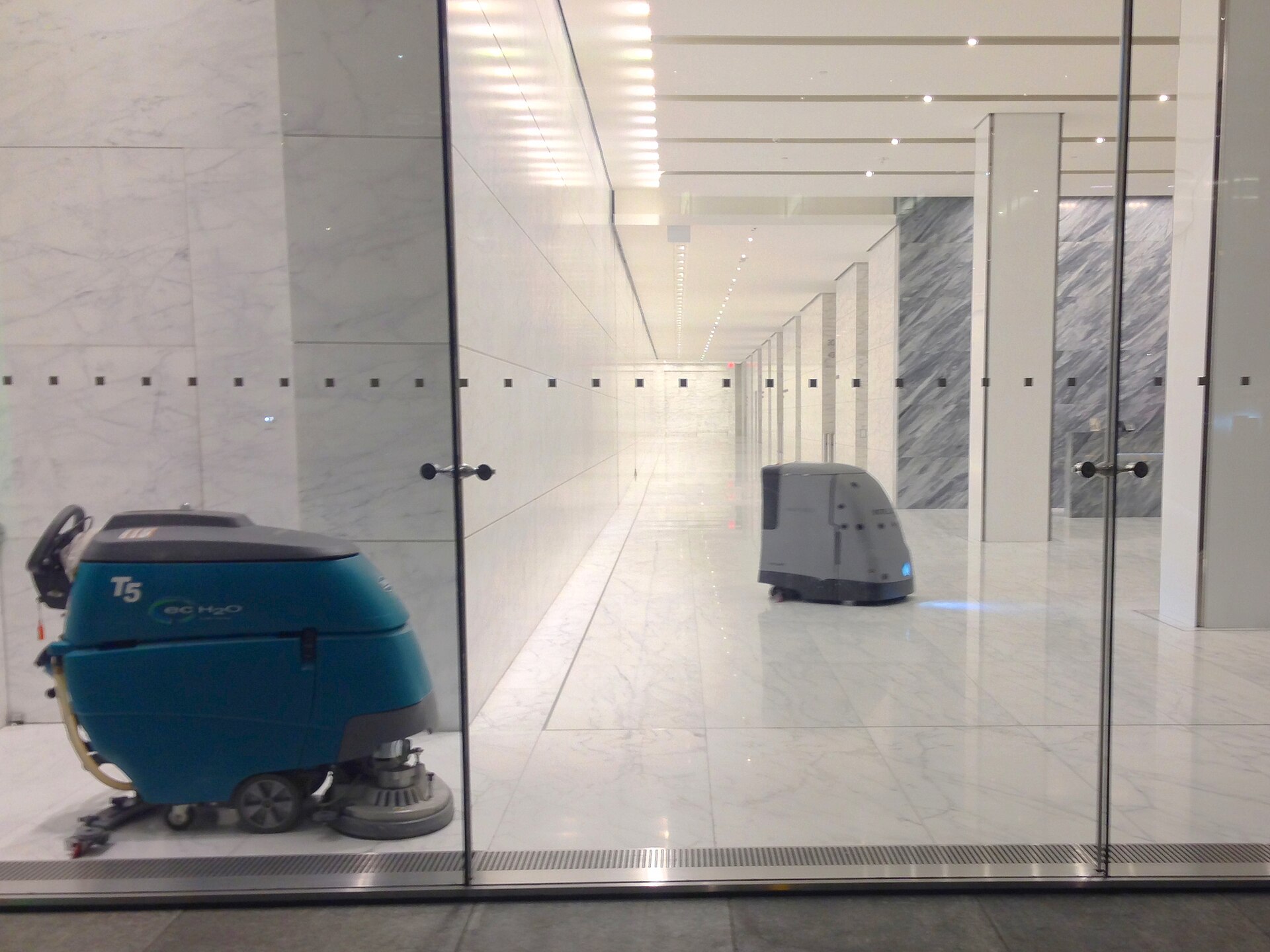 Machine-cleaned gleaming floor